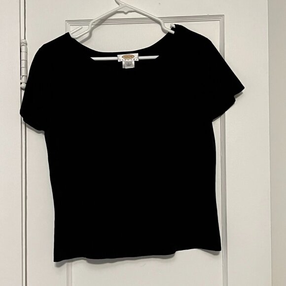 Talbots Tops - Talbots women's silk blend black short sleeve shirt size L petite